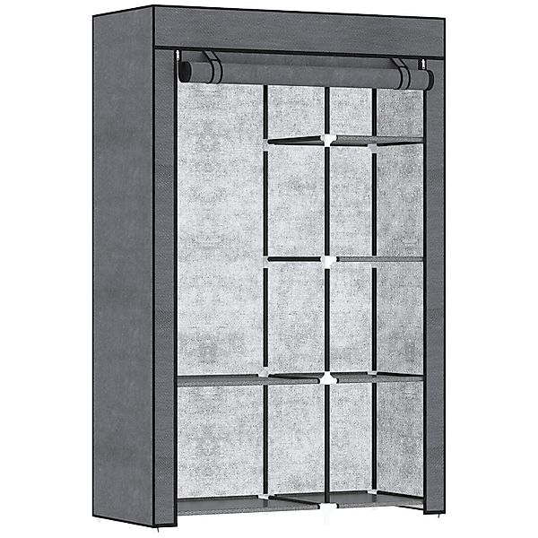 HOMCOM Stoffschrank Stahl Vliesstoff 103L x 43B x 162,5H cm Dunkelgrau günstig online kaufen