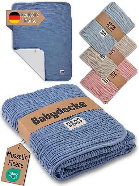 Babydecke Babydecke Musselin Fleecedecke flauschig weich - blau, BEARFOOT, günstig online kaufen
