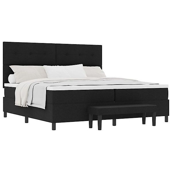vidaXL Bett Boxspringbett mit Matratze & Bank Schwarz 200x200 cm Stoff (2-t günstig online kaufen