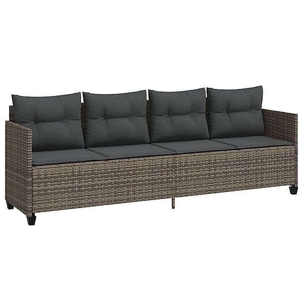 vidaXL Sonnenliege mit Kissen Grau Poly Rattan 368328 günstig online kaufen