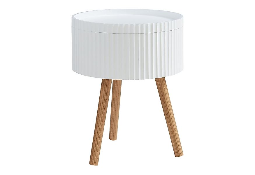 en.casa Beistelltisch, »Bongard« Ø38 x 48 cm mit Stauraum rund Weiß günstig online kaufen