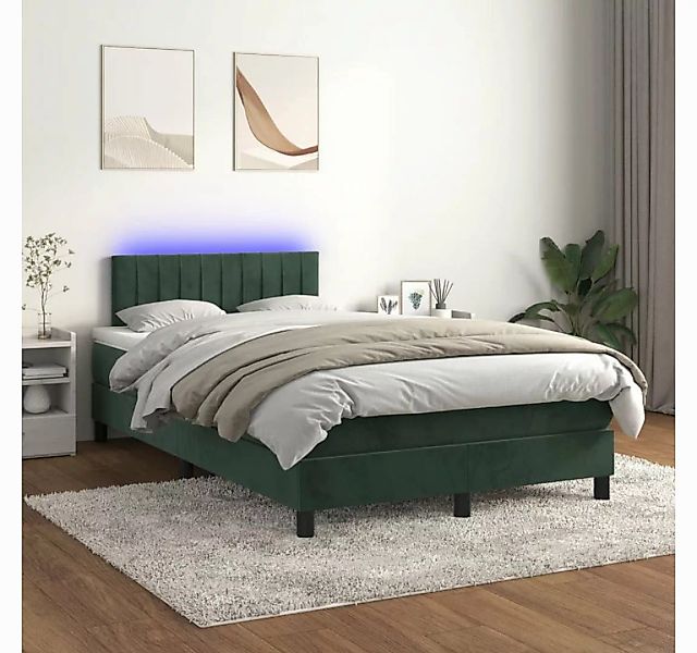 vidaXL Boxspringbett Boxspringbett mit Matratze LED Dunkelgrün 120x200 cm S günstig online kaufen