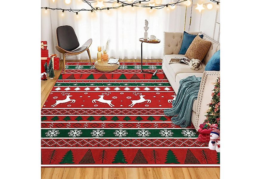 GarveeMore Teppich Weihnachtsteppich roter weicher rutschfester waschbarer günstig online kaufen