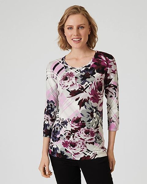 Ovanti Strickdesign Classic Pullover  Blumen Karo günstig online kaufen