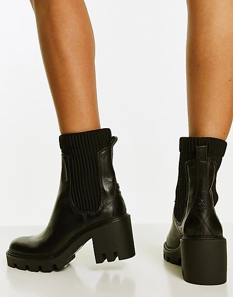 ALDO – Allout – Stiefel aus schwarzem Leder mit breiter Sohle günstig online kaufen