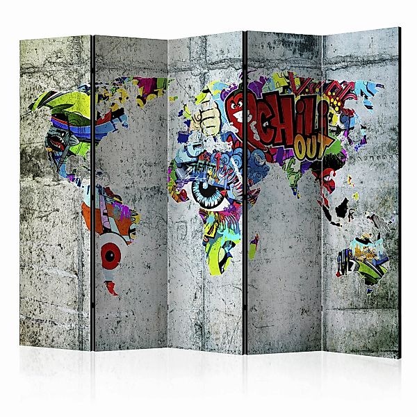 5-teiliges Paravent - Graffiti World [room Dividers] günstig online kaufen