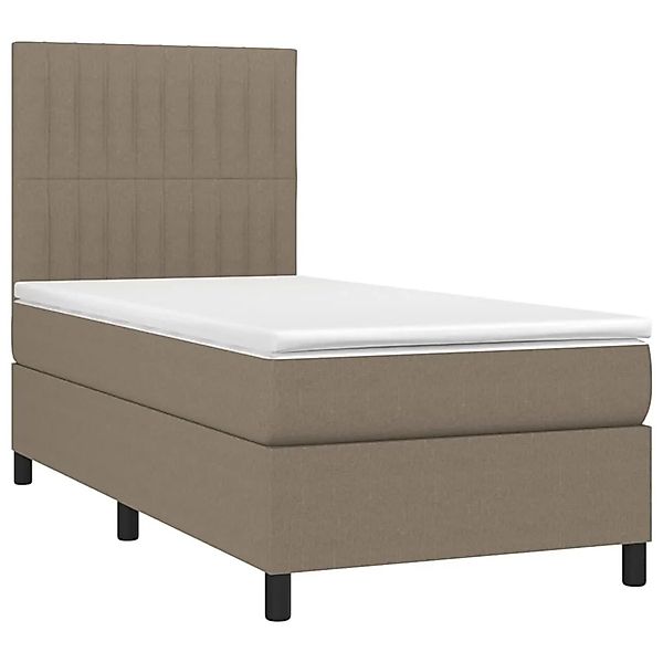 vidaXL Boxspringbett mit Matratze & LED Taupe 90x200 cm Stoff 3135009 günstig online kaufen