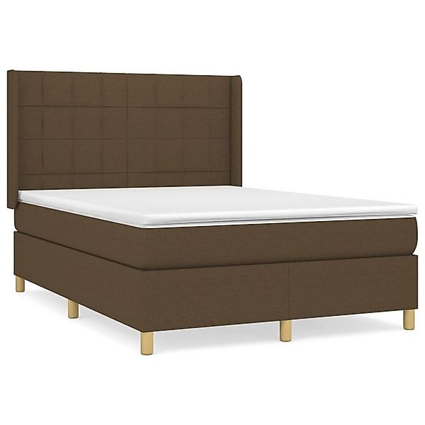 vidaXL Boxspringbett, Boxbett mit Matratze Dunkelbraun 140x200 cm Stoff günstig online kaufen