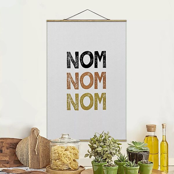 Stoffbild mit Posterleisten Nom Küchen Zitat günstig online kaufen