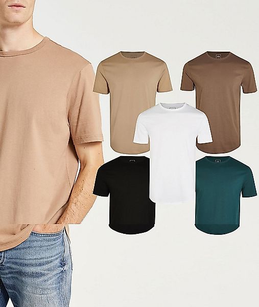 River Island – T-Shirts in mehreren Farben mit abgerundetem Saum im 5er-Pac günstig online kaufen