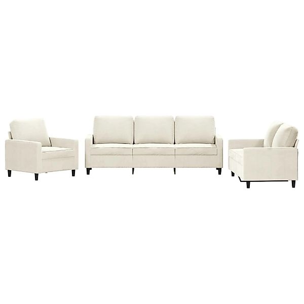 vidaXL 3-Tlg Sofagarnitur mit Kissen Creme Samt 3201484 günstig online kaufen