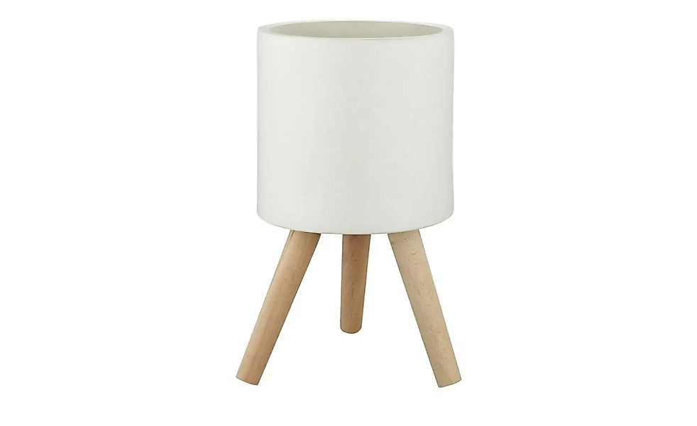 Pflanzgefäß   ¦ weiß ¦ Massivholz,Magnesia,Holz ¦ Maße (cm): H: 26  Ø: 25 A günstig online kaufen