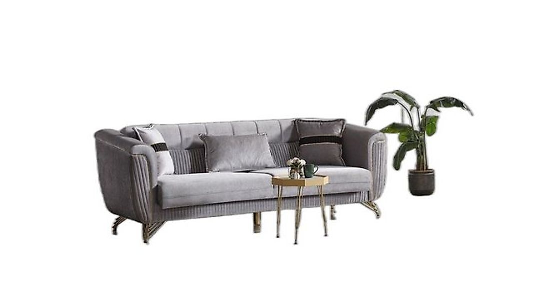 Xlmoebel 3-Sitzer Moderner 3-Sitzer Stoff Holz Sofa Polsterung Couch Stil L günstig online kaufen