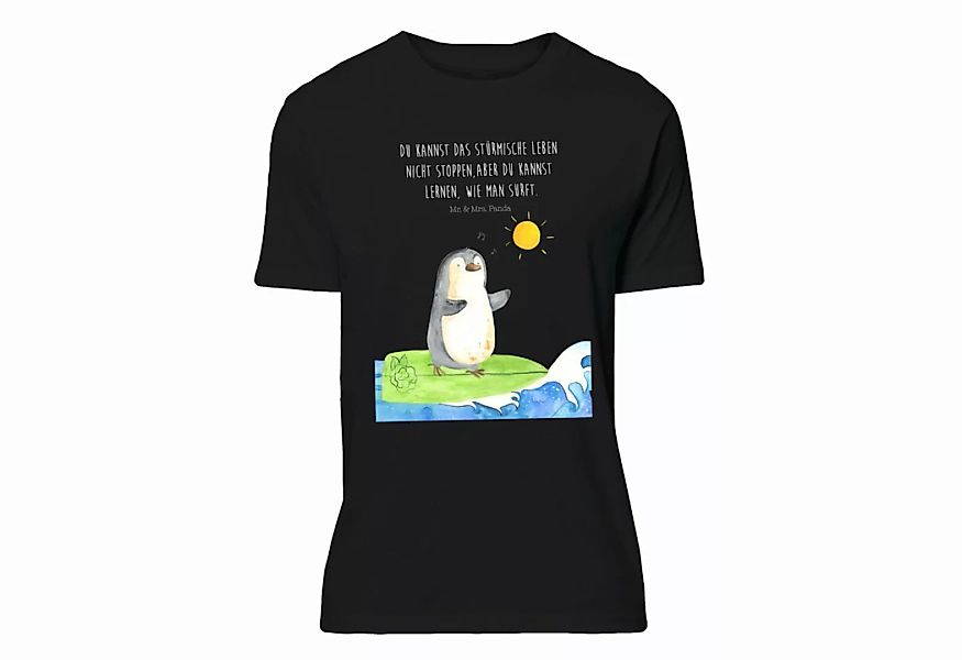 Mr. & Mrs. Panda T-Shirt Pinguin Surfer - Schwarz - Geschenk, Tshirt, Shirt günstig online kaufen
