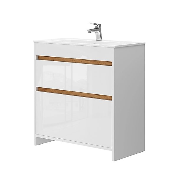 Vicco Badmöbel-Set Detmold Weiß 2 Teile Unterschrank 80 cm günstig online kaufen