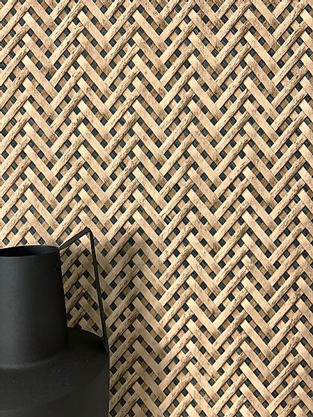 Newroom Vliestapete, Schwarz Tapete Landhaus Rattan günstig online kaufen