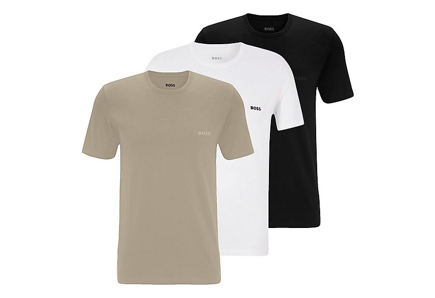 BOSS Unterziehshirt Classic T-Shirt (3-St) mit fein geripptem Rundhalsaussc günstig online kaufen
