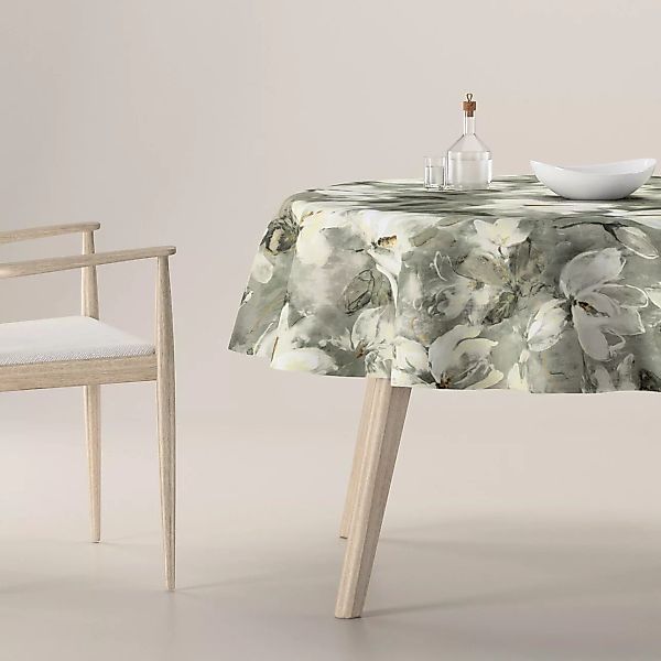 Runde Tischdecke, grau-weiß, Velvet (184-24) günstig online kaufen