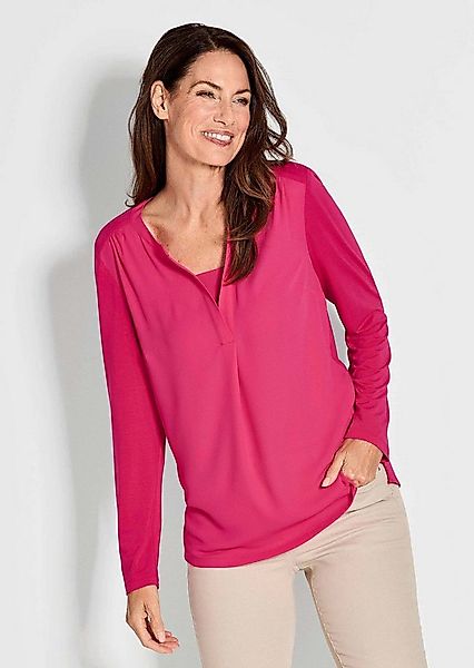 GOLDNER Shirtbluse Elegantes Chiffonshirt mit Jersey-Details Langarmshirt m günstig online kaufen