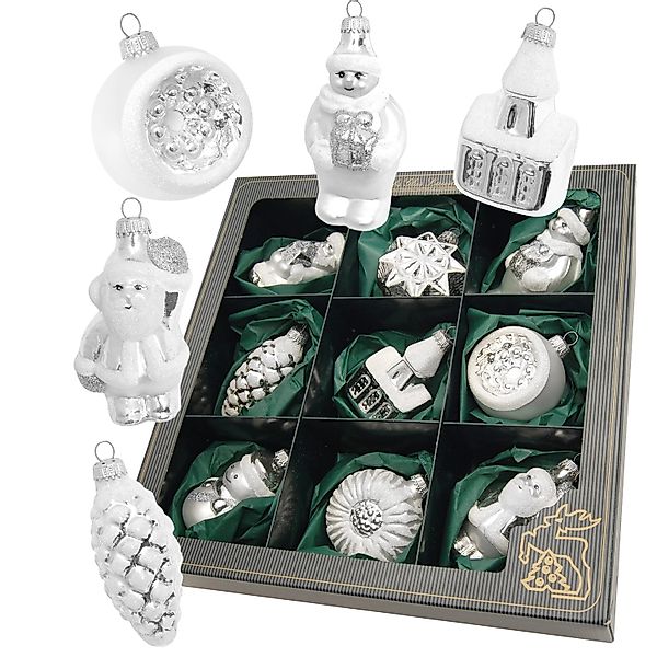 Krebs Glas Lauscha Weihnachtsornamente Figuren Silber 9-tlg. 7cm günstig online kaufen