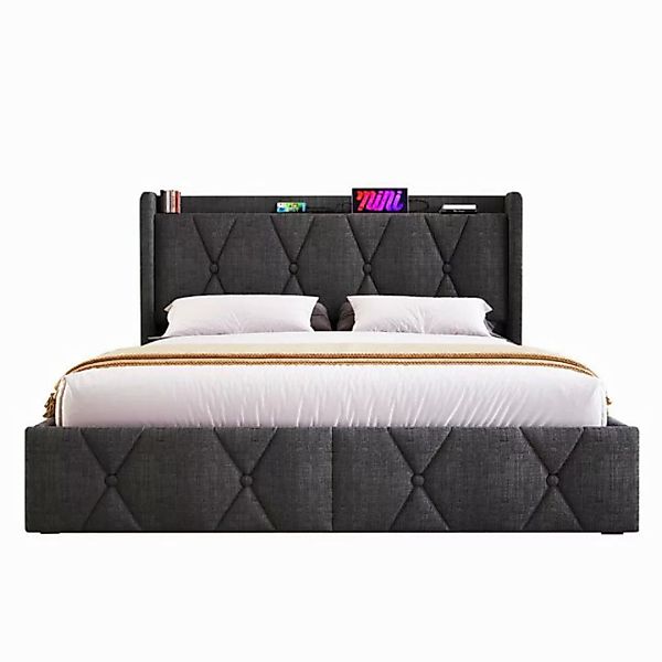 Sweiko Polsterbett (140*200cm), Doppelbett mit Ladefunktion und 4 Schublade günstig online kaufen