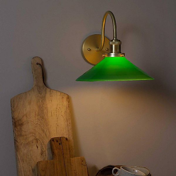PR Home Wandleuchte August, goldfarben/grün, Höhe 25 cm, E27 günstig online kaufen