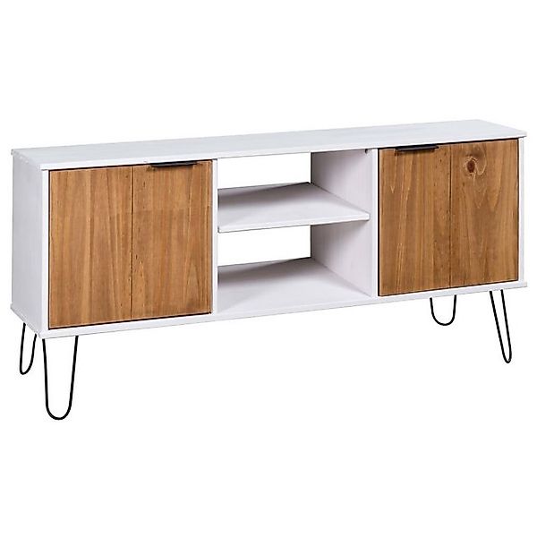 furnicato TV-Schrank New York Weiß und Natur Massivholz Kiefer (1-St) günstig online kaufen