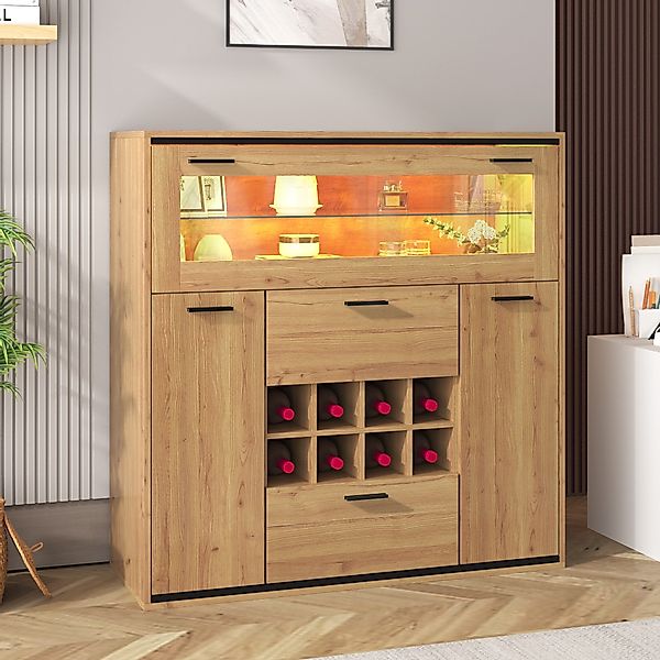 Merax Sideboard mit LED-Beleuchtung in Wildeiche-Optik, günstig online kaufen