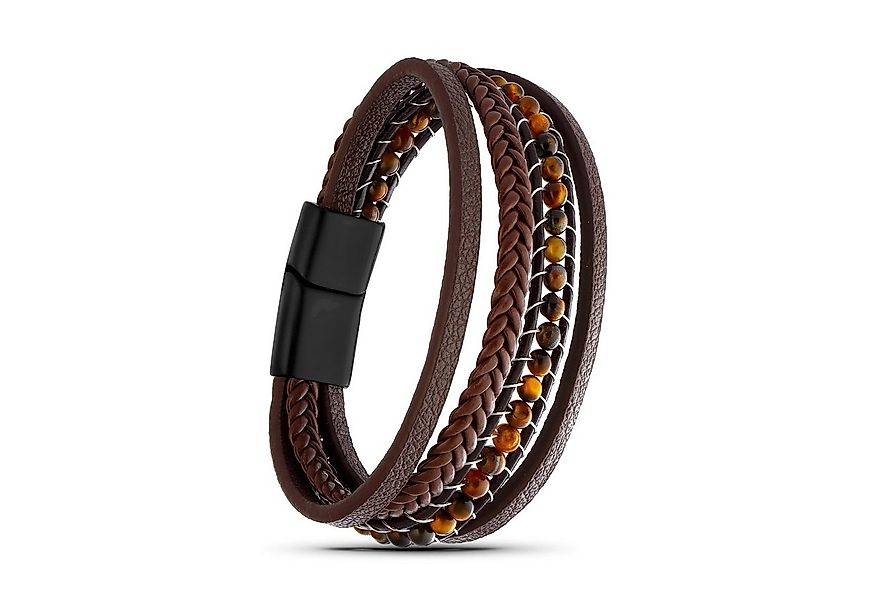 NAHLE Lederarmband Herren Lederarmband mit Tigeraugen Perlen (inkl. Schmuck günstig online kaufen