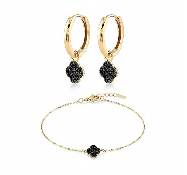 Suzan Gold Schmuckset Noira Grace – 375 Gold Ohrringe & Armband mit schwarz günstig online kaufen
