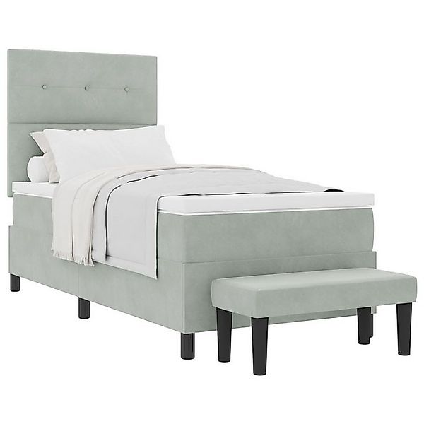 vidaXL Bett Boxspringbett mit Matratze & Bank Hellgrau 90x200 cm Samt (2-tl günstig online kaufen