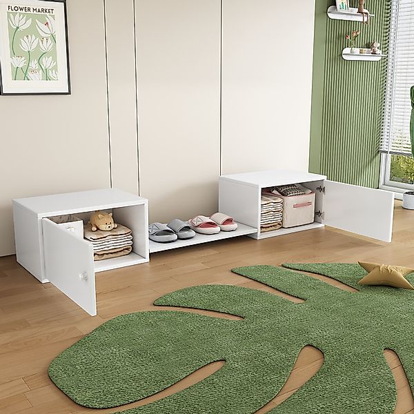 Schuhbank doppeltüren 189x40x34.5cm Weiss Schuhwechselbank unter Bett Hochw günstig online kaufen