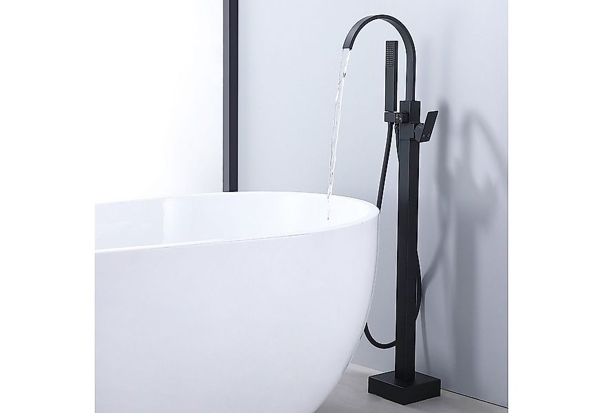 HOMELODY Wannenarmatur Schwarz freistehende Wannenarmatur Messing mit Handb günstig online kaufen