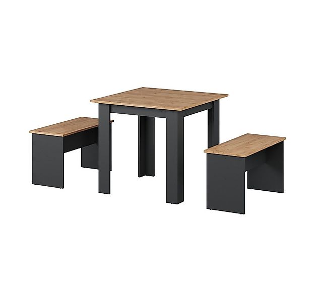 Vicco Essgruppe Sentio, Anthrazit/Goldkraft Eiche, 80 x 80 cm mit 2 Bänken, günstig online kaufen