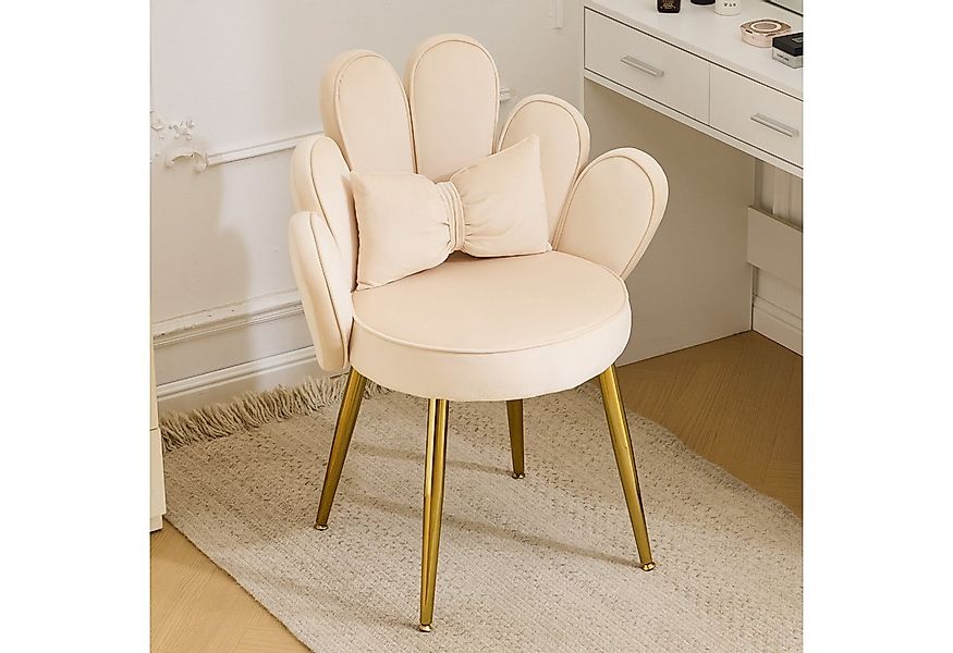 VINGLI Polsterstuhl mit Schleife Zierkissen, Schminktisch Stuhl, Monderne E günstig online kaufen