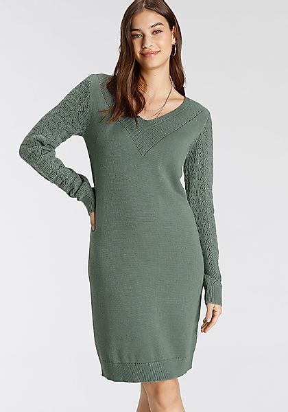 Tamaris Strickkleid mit V-Ausschnitt und Ajourmuster günstig online kaufen
