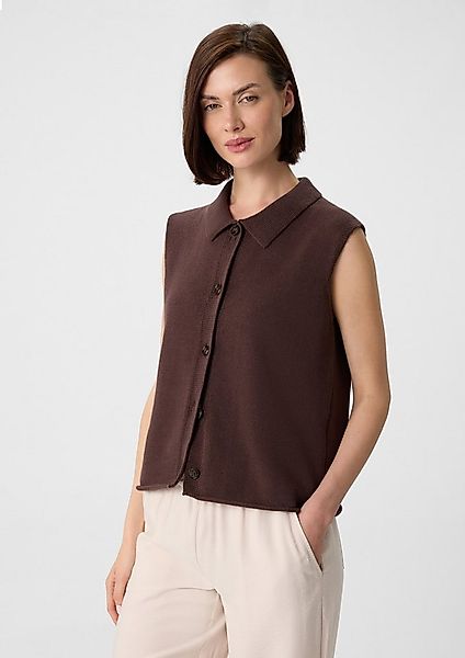 comma Funktionsweste Strickjacke Strickweste aus Baumwollmix mit Umlegekrag günstig online kaufen