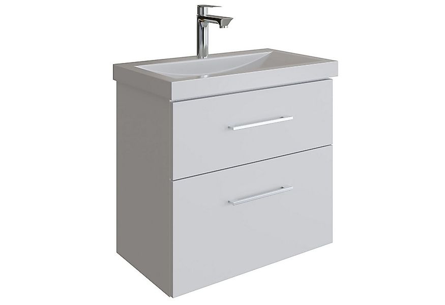 Planetmöbel Waschtisch Waschtischunterschrank 63cm weiß mit Keramikwaschbec günstig online kaufen