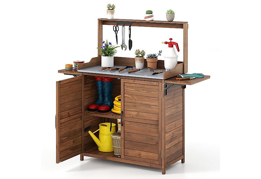 COSTWAY Pflanztisch (1-St), Gärtnertisch, Blumentisch, mit klappbarer Seite günstig online kaufen