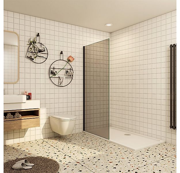 Duschparadies Duschwand 8mm Rauchglas ESG Sicherheitsglas Walk in Duschtren günstig online kaufen