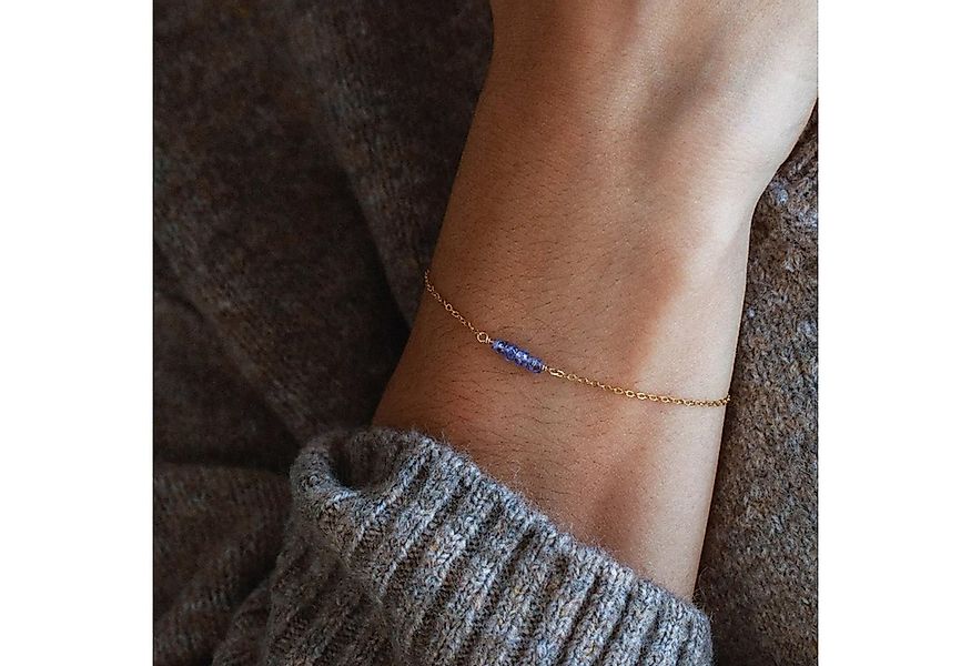 GOLDEN Armkette Tansanit Armband, zierliches 14K Gold Armband, lila Stein G günstig online kaufen