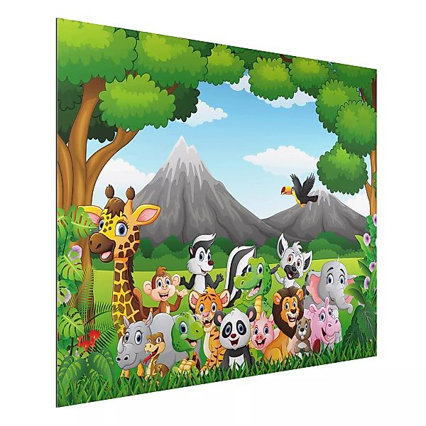 Alu-Dibond Bild Kinderzimmer - Querformat 4:3 Wilde Dschungeltiere günstig online kaufen