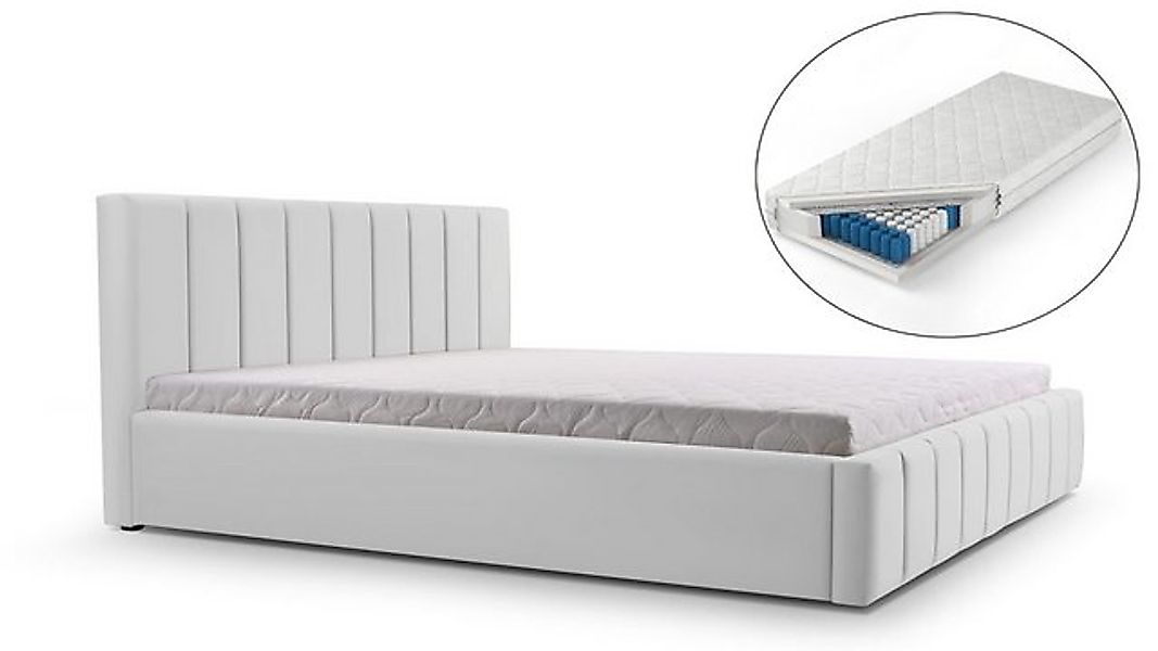 MOEBLO Polsterbett Bett 01 mit Matratze H3 (Polsterbett mit Bettkasten & Ma günstig online kaufen