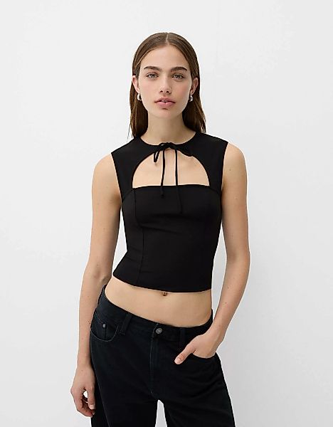 Bershka Ärmelloses Cropped-Top Damen S Schwarz günstig online kaufen