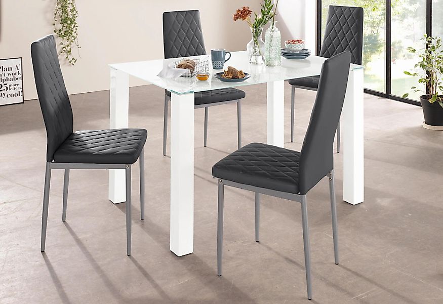 INOSIGN Essgruppe Set, Set: Glastisch, Breite 120 x 80 cm mit 4 Stühlen günstig online kaufen
