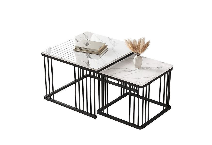 Merax Couchtisch im Marmoroptik mit Metallrahmen (2-St., 2er Set), hochglan günstig online kaufen