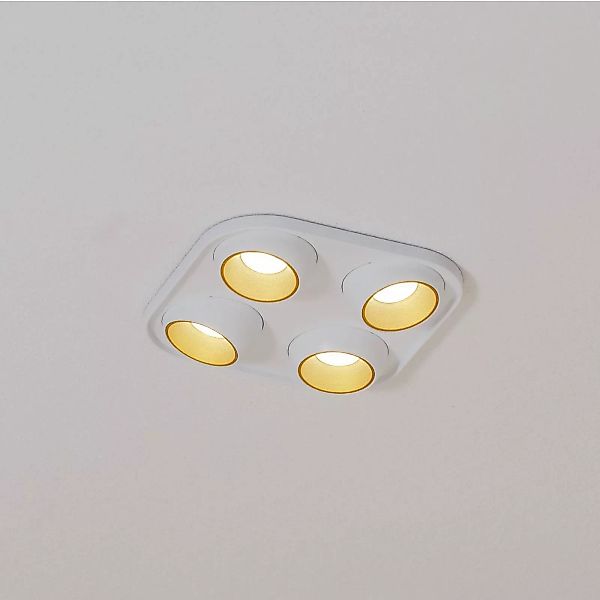 BEGA LED-Einbaustrahler Studio Line, weiß/messing, 4-fl. günstig online kaufen