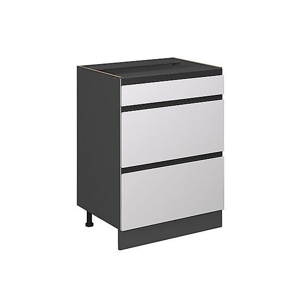 Vicco Küchenunterschrank R-Line Weiß/Anthrazit 60 cm J-Shape mit Schubladen günstig online kaufen