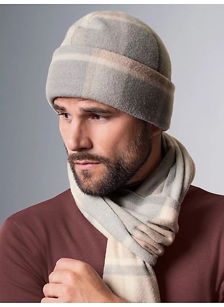 Trigema Strickmütze "TRIGEMA Fleece-Mütze mit Karo-Muster" günstig online kaufen