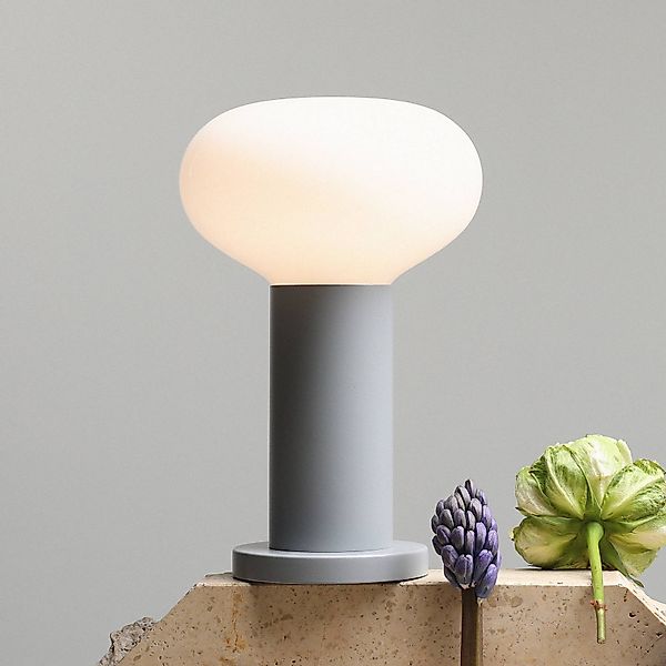 Tischleuchte Flo, grau, Ø 19 cm, Glas günstig online kaufen